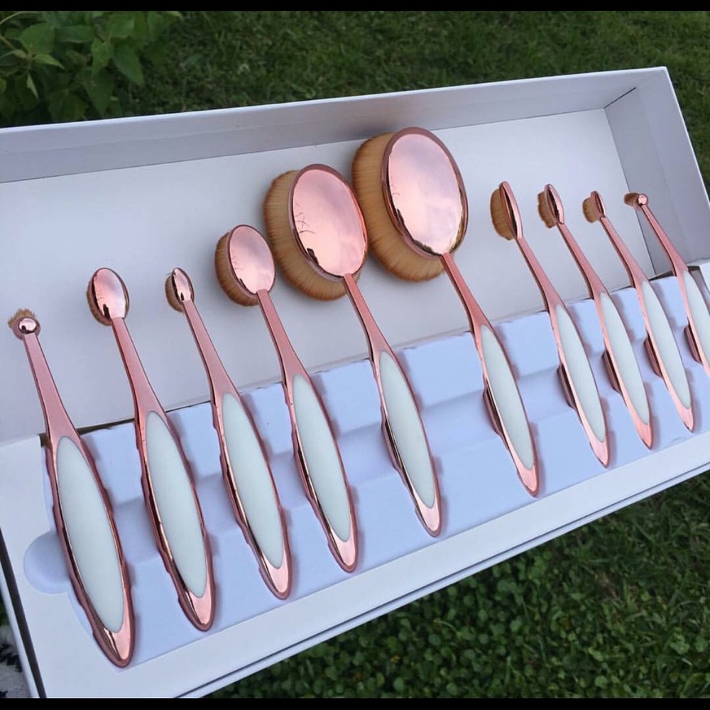 Oval makeup brush set rosegold